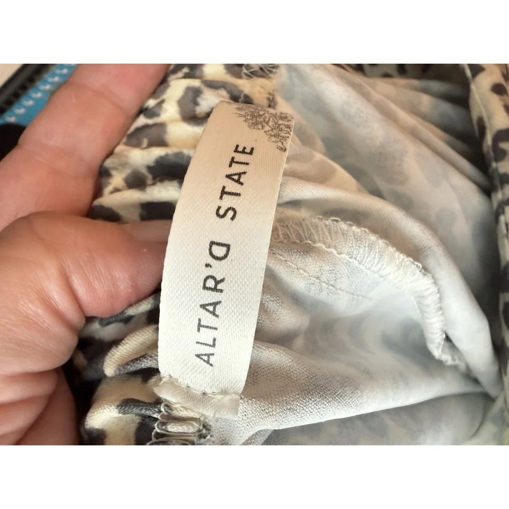 Altard State Leopard Print Satin‎ Midi Skirt High Rise Cheetah Silky Long XS